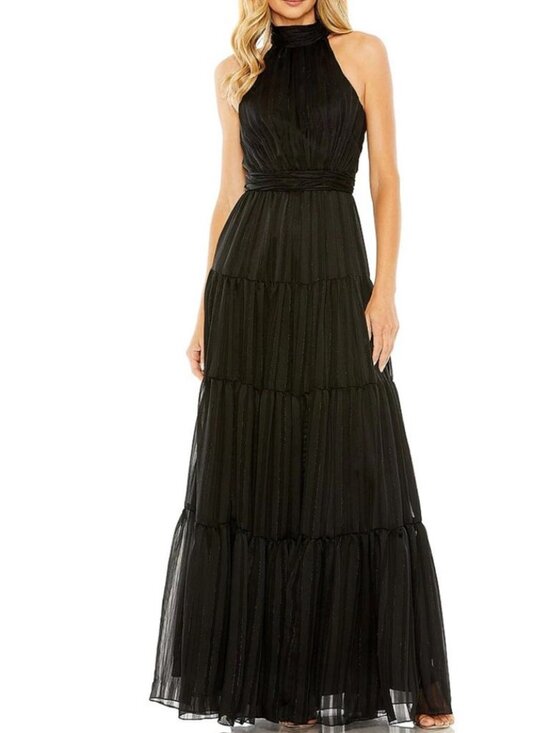 Mac Duggal Dresses & Skirts - Mac Duggal Black Tiered Chiffon Halter A-Line Gown | Size 10 / L